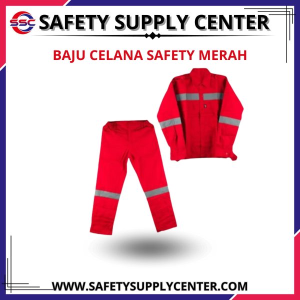 BAJU CELANA SAFETY MERAH